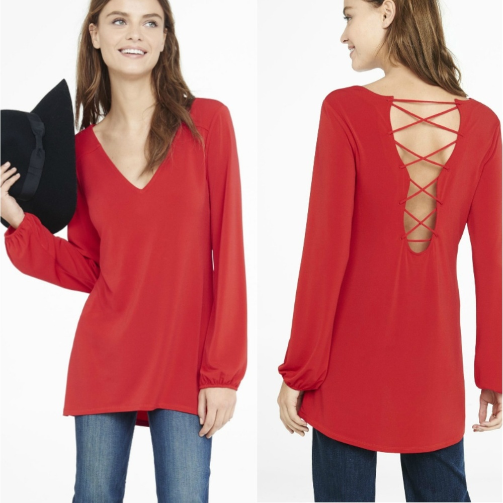 Express | V-Neck Lace-up Back Top